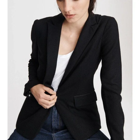rag & bone Lexington Wool Blazer black jacket women size 0 Made In USA A003012